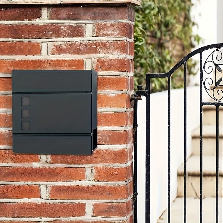  鍵付きで安心 大型メールボックス 郵便受け 壁掛け式 錆びにくいスチール製 新聞受け付き 縦横設置 オフィス 家庭用 防犯対策 郵便ポスト ブラック グレー 建築物用金具 金物 部品