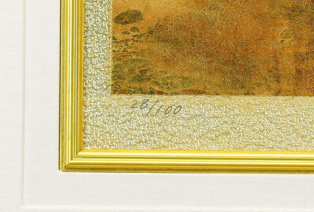 真作】【WISH】福王寺一彦「稼穡望郷 陽昇る」オリジナルリトグラフ 手