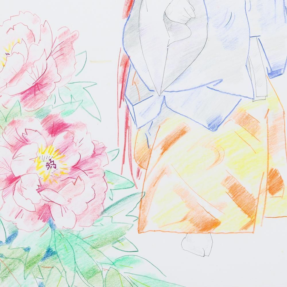 『中島千波 花の写生 12葉』求龍堂　桜　牡丹　鉛筆と色鉛筆だけのデッサン　大型 中島千波 花の写生 12葉』求龍堂 桜 牡丹 鉛筆と色鉛筆だけのデッサン