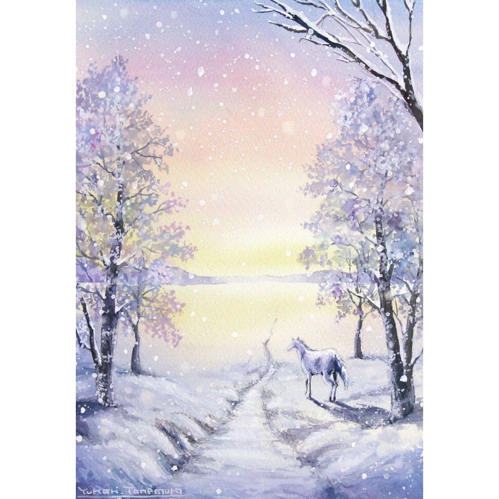 月兎-Tsukito-︎︎さま専用（原画）白い音【SMサイズ／水彩画／#2886