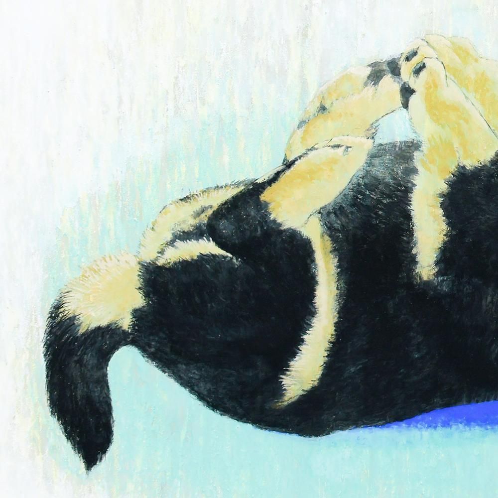 真作】【WISH】岡江伸「遊」日本画 6号 金泥 共シール 一枚の絵取扱