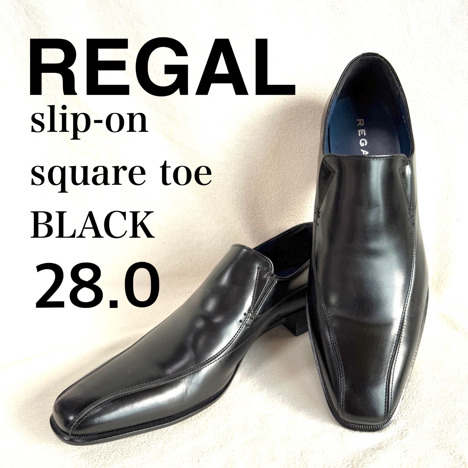 ⭐️未使用級⭐️リーガル ビジネスシューズ 26FR スリッポン ブラック 25 極美品未使用級・28.0✨リーガル 26FR スクエアトゥ スリッポン レザー