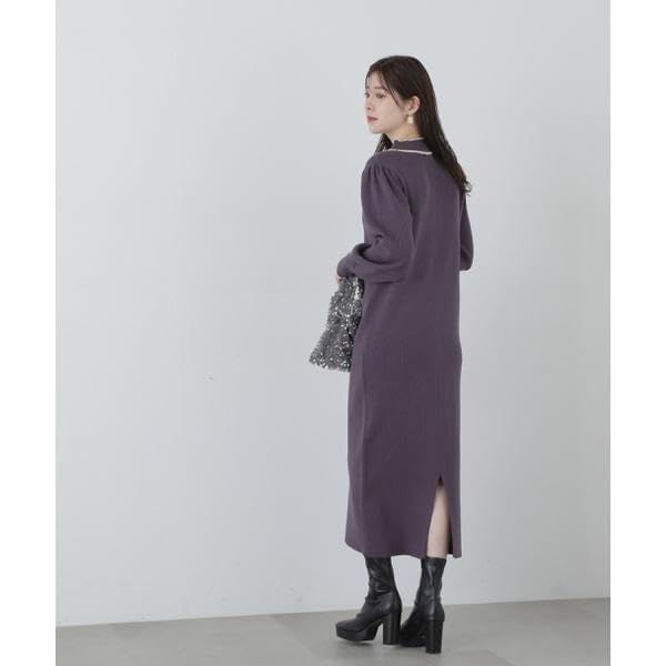 パイピングニットワンピース レディース