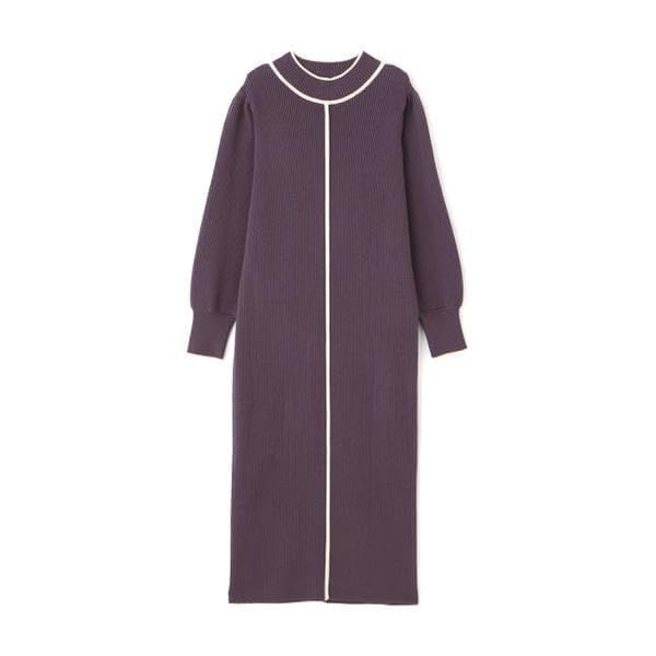 プロポーションボディドレッシング カジュアルドレス パイピングニットワンピース レディース チャコール