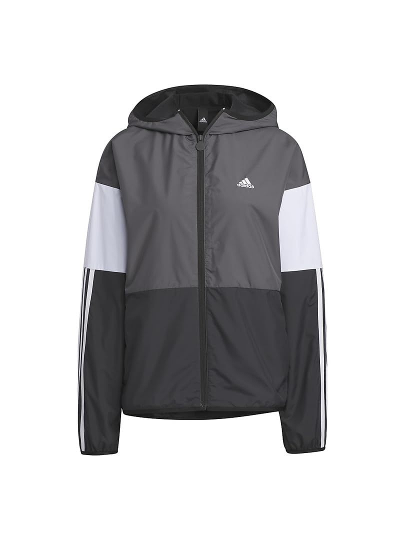 アディダス ジャージトップ チーム ルーズフィット ウインドブレーカージャケット IEH 73 レディース ブラック グレーファイブ ホワイト IK 9870 J L