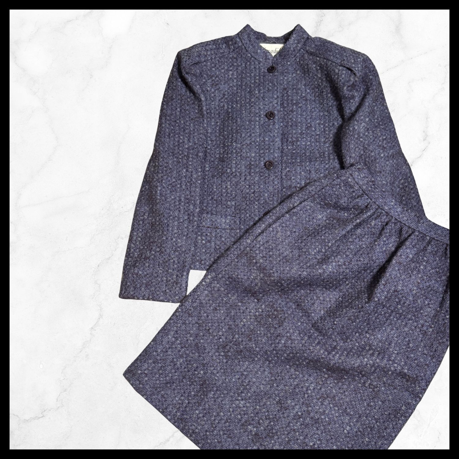 jun ashida 高級ツイード ノーカラージャケット&スカート 上品