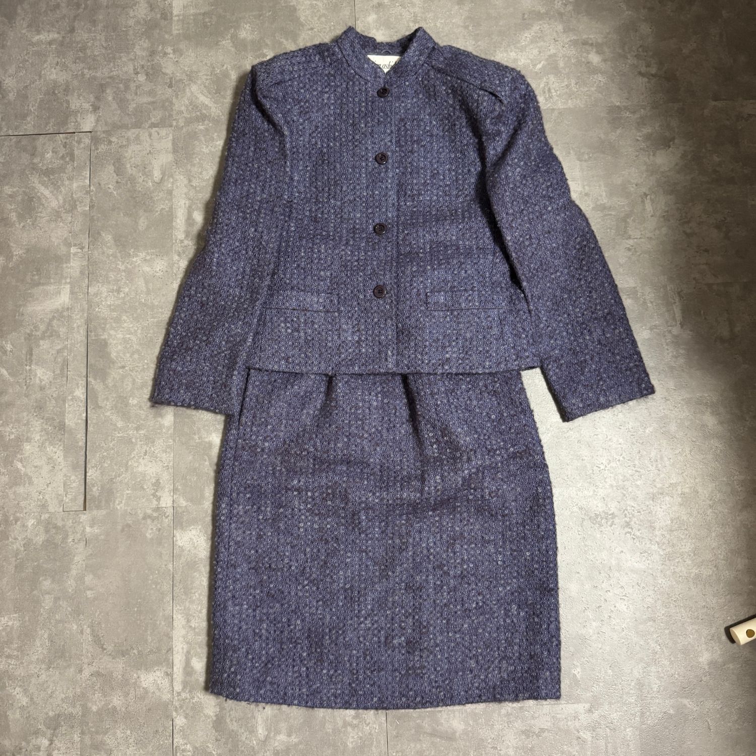 jun ashida 高級ツイード ノーカラージャケット&スカート 上品