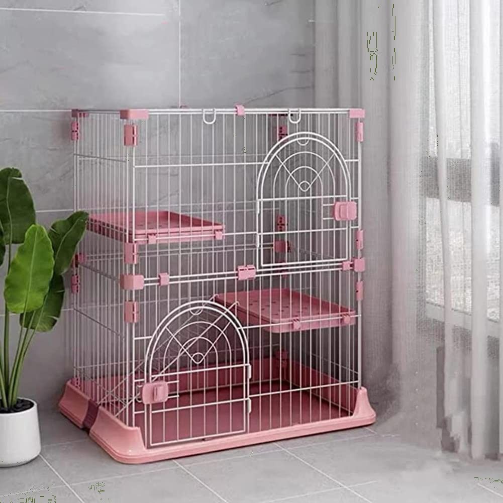 3段 折りたたみ キャットケージ ドア付き ケージ 掃除しやすい 脱走防止 猫ケージ3段 猫 横幅75 cｍ×奥行47 cm×高さ89 cm ネコハウス 多段 DINGHANG 組み替え自由 簡単組み グリーン