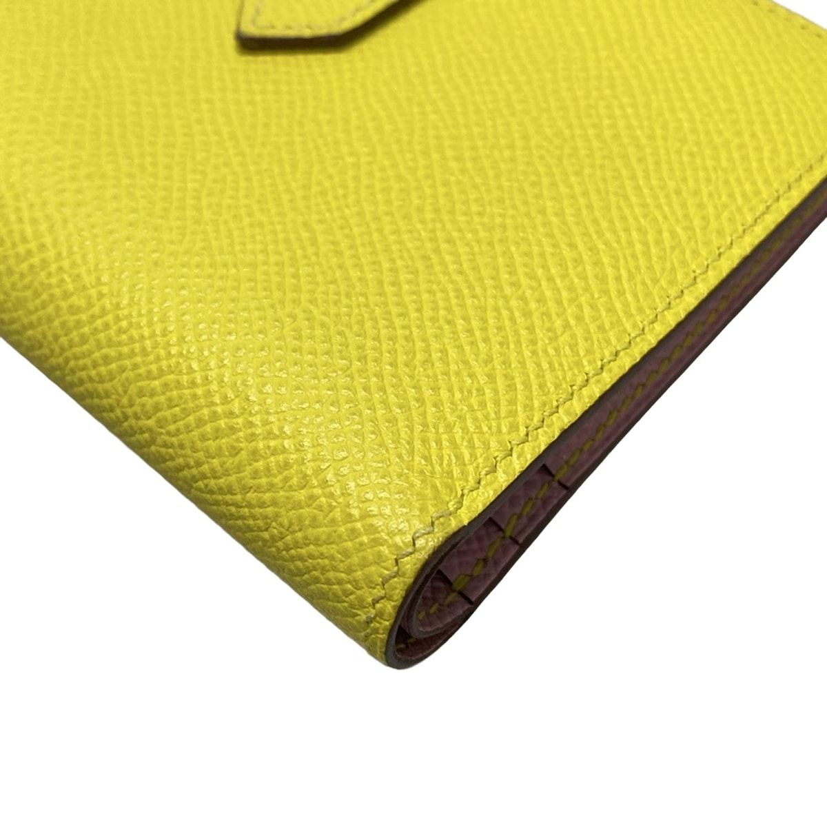  HERMES エルメス 2つ折り財布 ベアンコンパクト ヴェルソ ライム モーヴシルベストル 新型金具 シルバー金具 二つ折り財布 折り財布