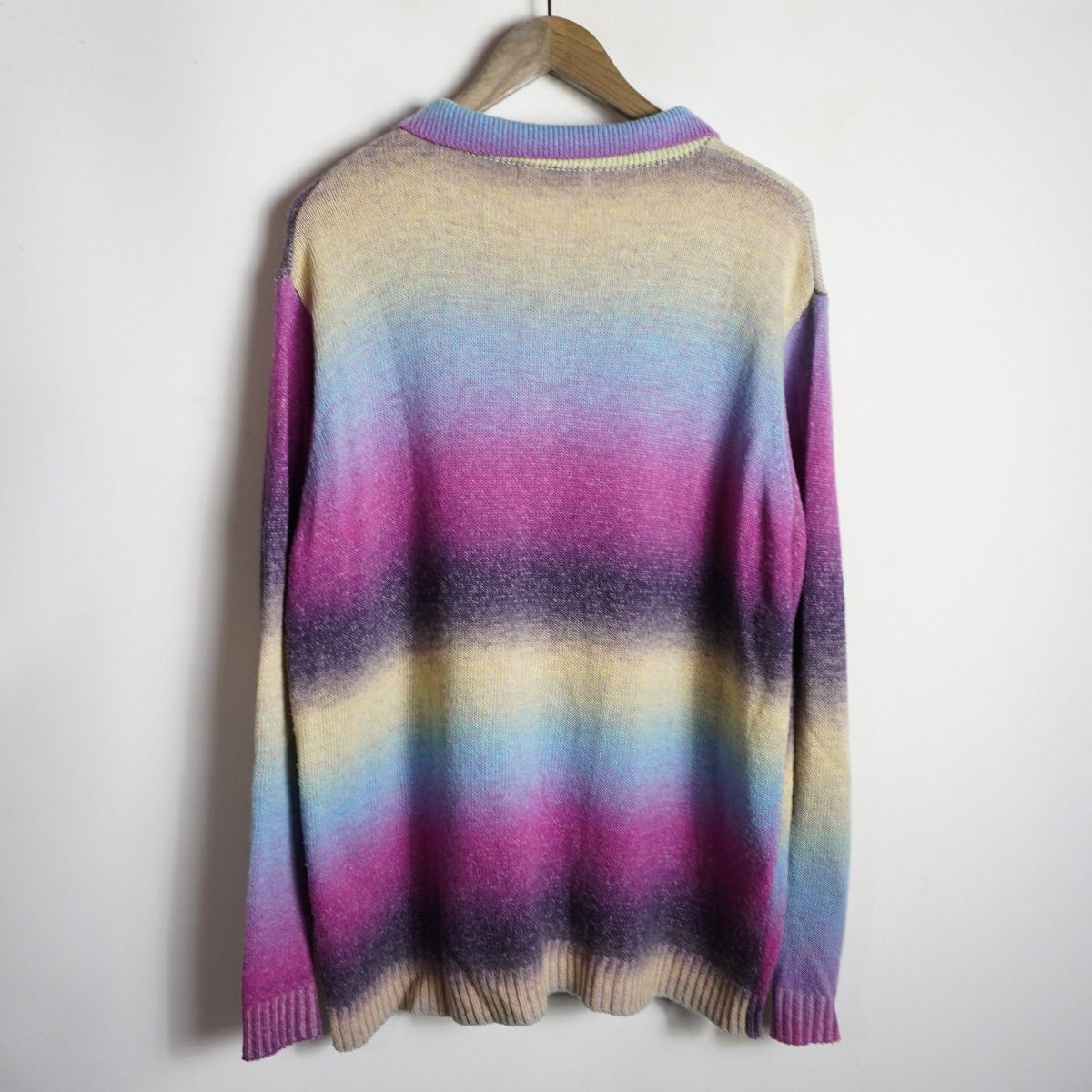 正規 22AW ttt ティー Kasuri Knit polo 長袖 カスリ ハーフ ジップ