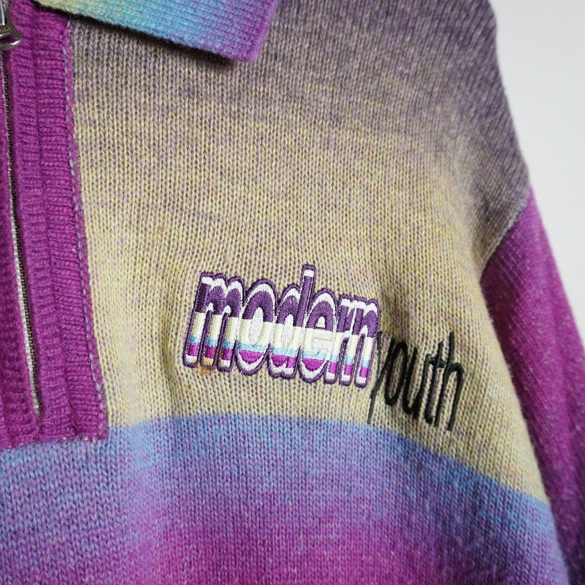 正規 22AW ttt ティー Kasuri Knit polo 長袖 カスリ ハーフ ジップ