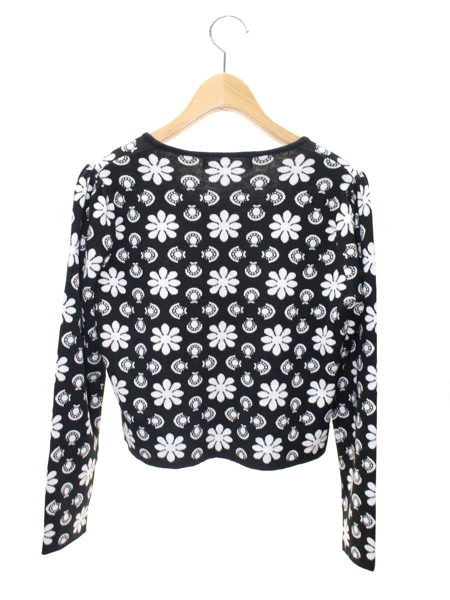 スーパービューティー カーディガン 40 ブラック フラワーモチーフ