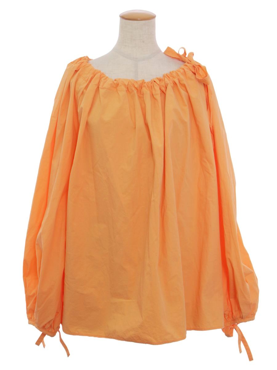 エムエスジーエム カットソー 38 オレンジ パフスリーブ ギャザー ITGZCWKALKQW
