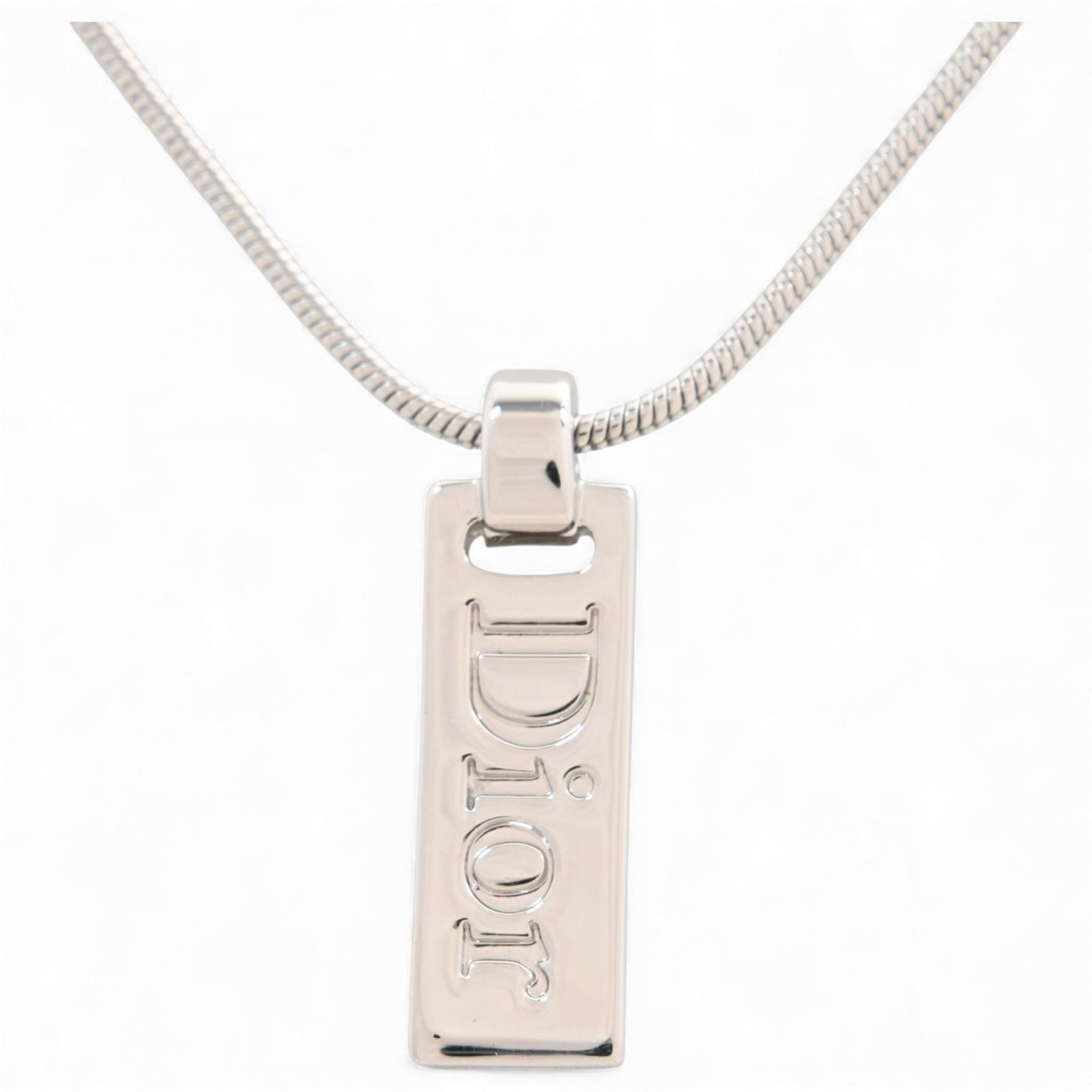 ディオール ネックレス ロゴ プレート シルバー Aランク di8806ng