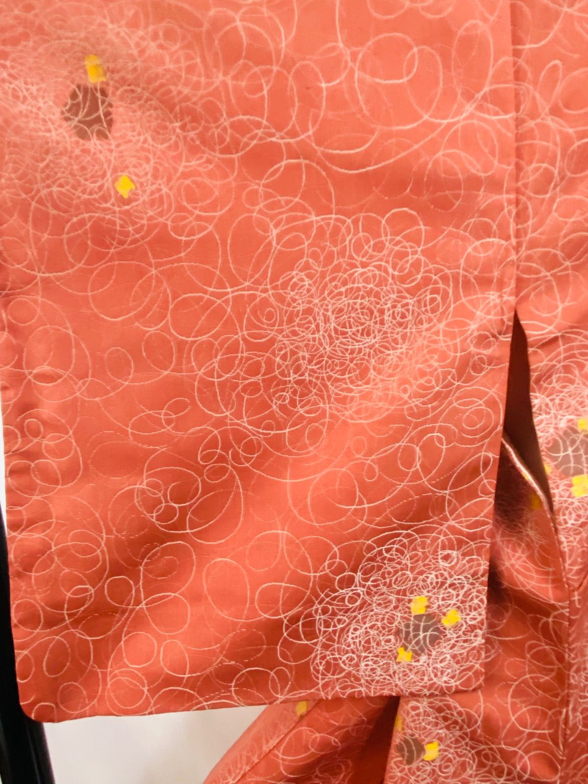 着物】アンティーク着物 アンティーク 正絹 小紋 袷 抽象柄 渦巻き模様