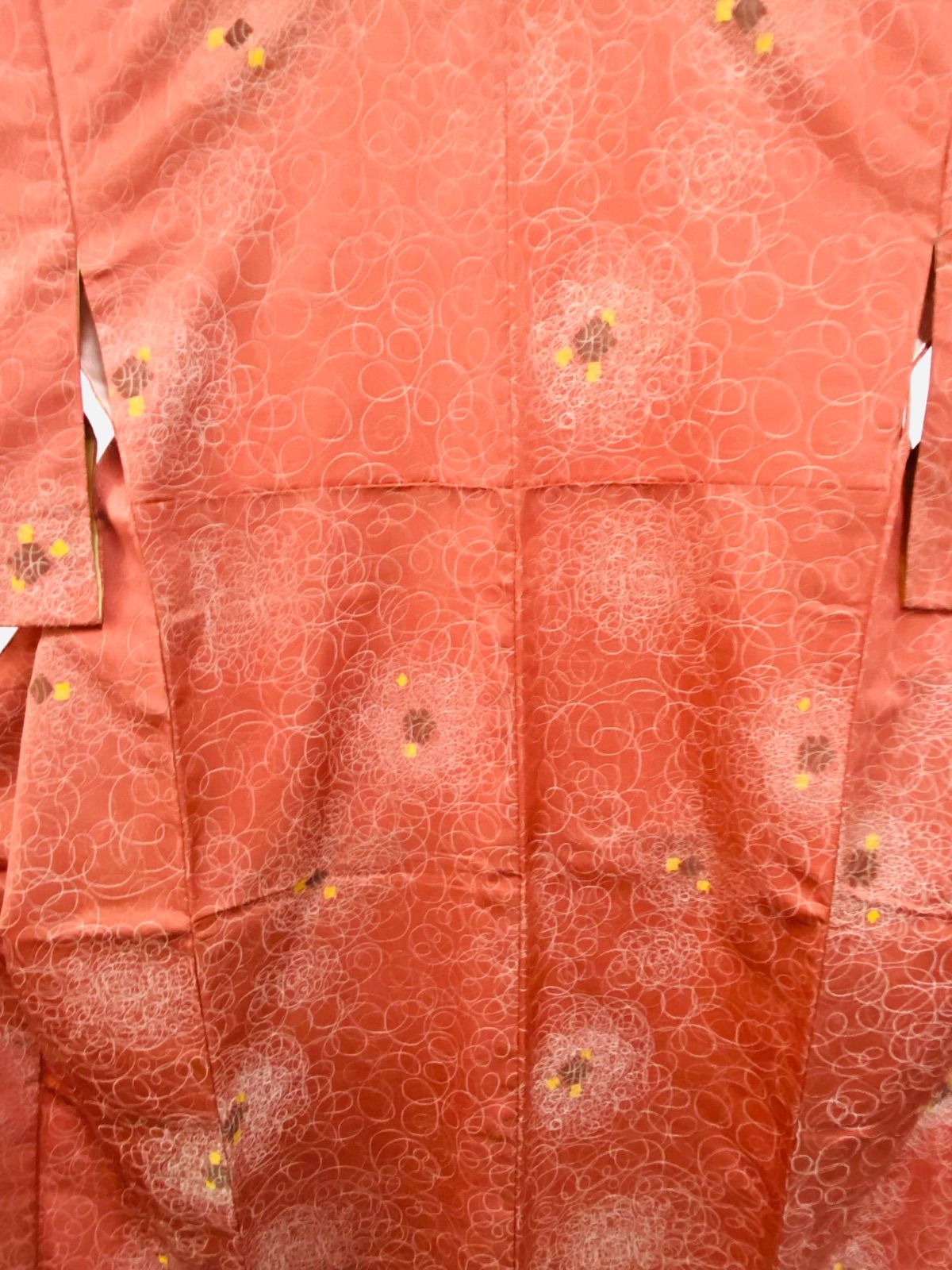 着物】アンティーク着物 アンティーク 正絹 小紋 袷 抽象柄 渦巻き模様