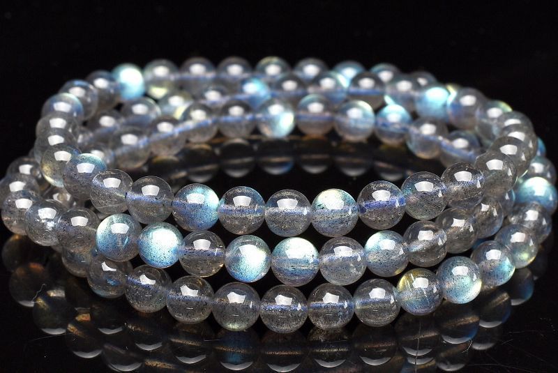 1点物】高品質◇レインボーシラー ラブラドライト 6mm 3連タイプ