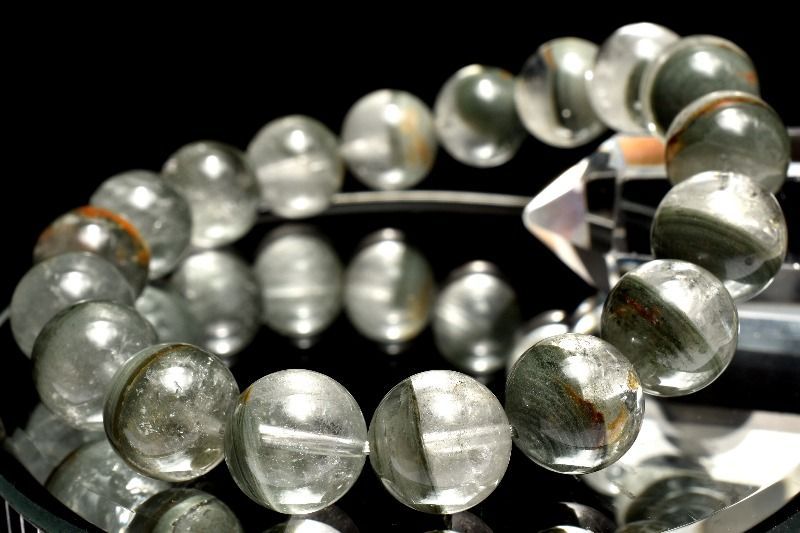 １点物 半々タイプ グリーン ガーデンクォーツ 11.5 mm ブレスレット パワーストーン 天然石 _MC 1588