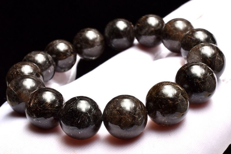  １点物 満杯内包 ブラックブロンズルチルクォーツ 14-14.5 mm ブレスレット パワーストーン 天然石 _MC 1650 ブレスレット バングル アクセサリー