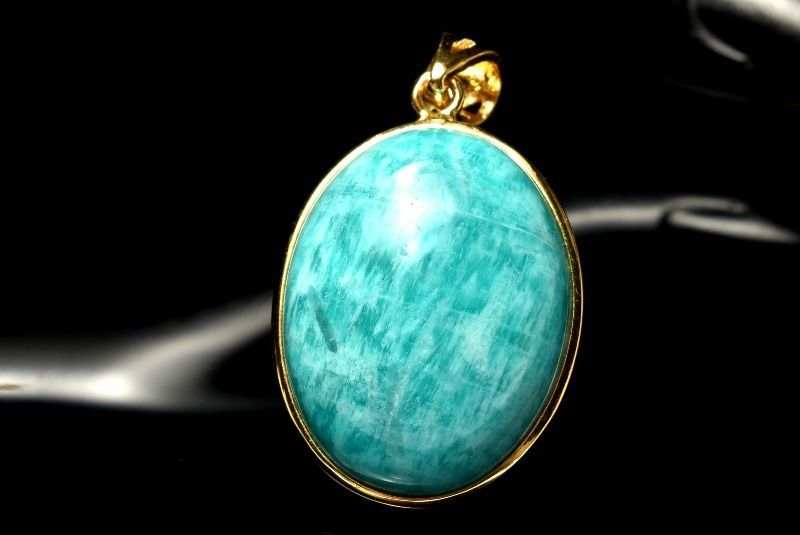 1点物】シルバー925(18KGP) アマゾナイト 24x19mm オーバル