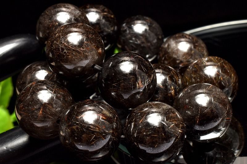１点物 満杯内包 ブラックブロンズルチルクォーツ 14-14.5 mm ブレスレット パワーストーン 天然石 _MC 1650
