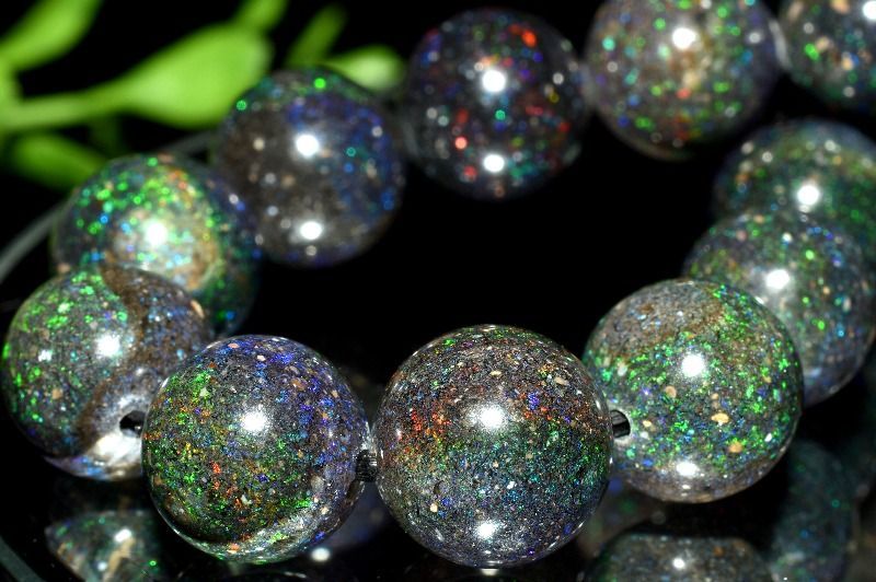 １点物 遊色効果 宇宙のよう ブラックマトリックスオパール 11.5 mm ブレスレット パワーストーン 天然石 _MC 1700