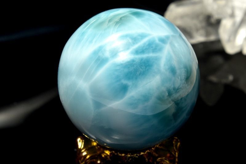 最高品質！⭐️ラリマースフィア⭐️R151 ラリマー・スフィア 25mm 天然石 丸玉 置物 コレクション Larimar