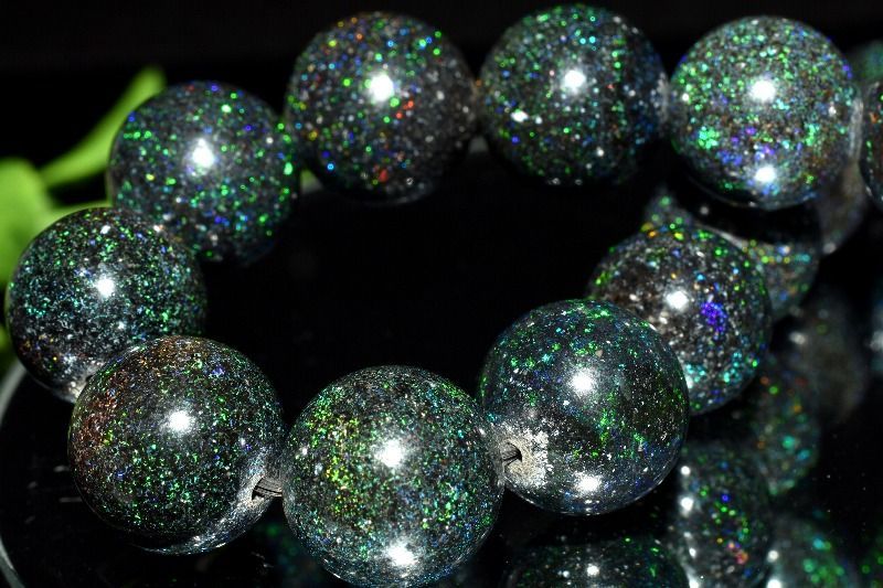 １点物 遊色効果 宇宙のよう ブラックマトリックスオパール 12.5 mm ブレスレット パワーストーン 天然石 _MC 1702