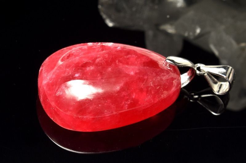 １点物 AAA シルバー925 ロードナイト 薔薇輝石 24 x 18 mm ドロップ ペンダントトップ パワーストーン 天然石 _PC 7585