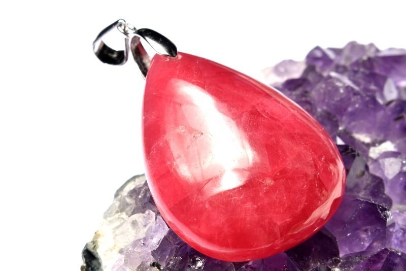  １点物 AAA シルバー925 ロードナイト 薔薇輝石 28 x 22 mm ドロップ ペンダントトップ パワーストーン 天然石 _PC 7586 ネックレス ペンダント アクセサリー