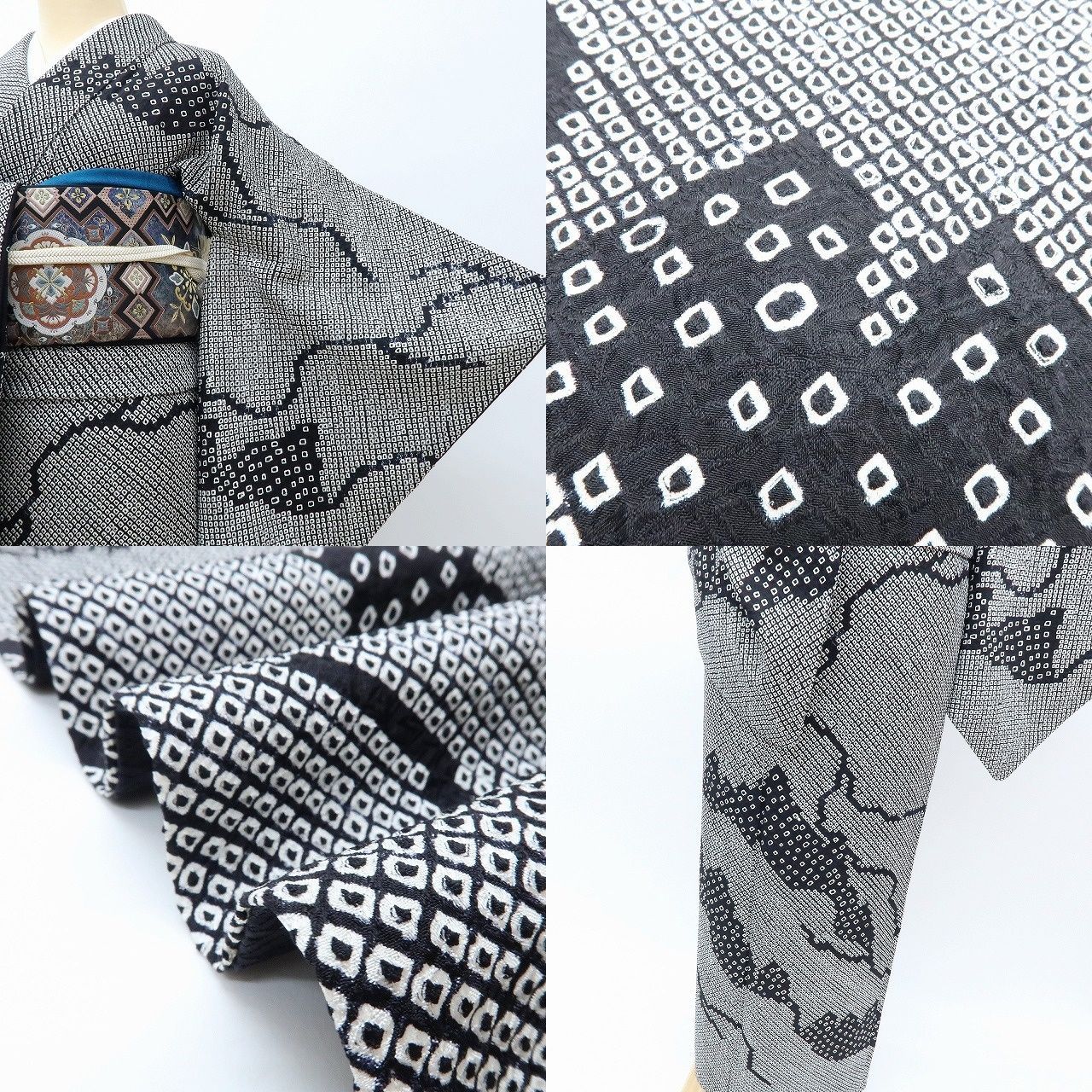 手縫い仕立て　総絞り　正絹 百華❀Y4095◇美品 正絹 総絞り 手縫い仕立て 訪問着 着物 単品 - メルカリ