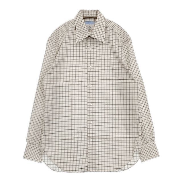 ESTNATION/THOMAS MASON チェック ハイカウントレギュラーカラーシャツ 長袖シャツ ホワイト メンズ エストネーション/トーマスメイソン【中古】5-1119M∞ ESTNATION/THOMAS MASON チェック ハイカウントレギュラーカラーシャツ