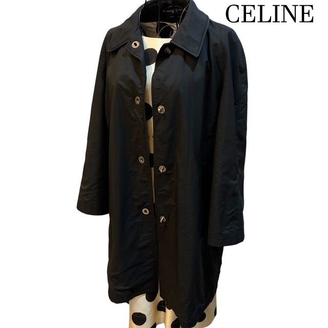 ちょっとした羽織ものとして活躍✨CELINE セリーヌ　レインコート　38 セリーヌ CELINE ブラック レディースコート サイズ：40 - メルカリ