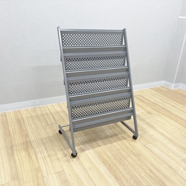 パンフレットスタンド 3列4段 キャスター付 カタログスタンド グレー