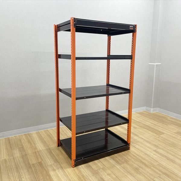 スチールラック 中量 セミボルトレス トラスコ オフィス書庫 スチール収納 W 961 H 1811 ブラック オレンジ