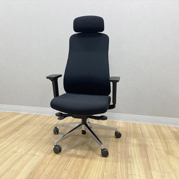 GR-001チェア ヘッドレスト ランバーサポート付 オフィスチェア 肘付 ブラック