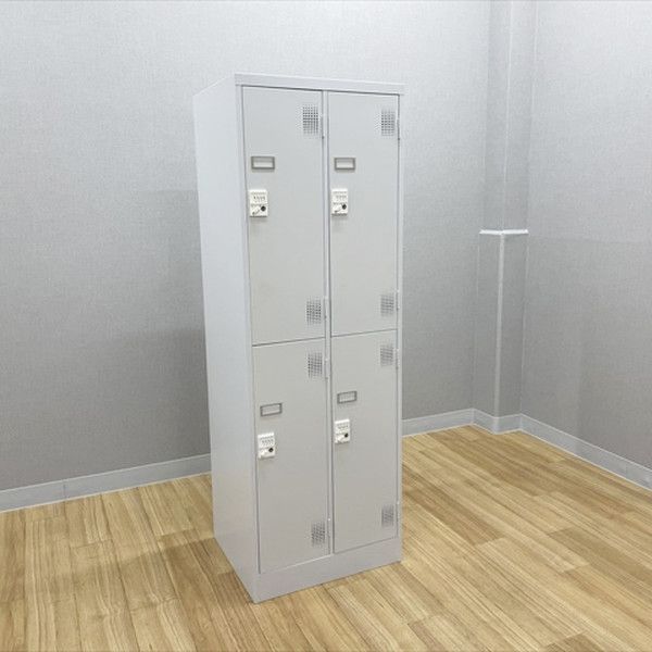 4人用ロッカー 2列2段 TLK型 鍵付き ダイヤル錠 更衣ロッカー ホワイトグレー