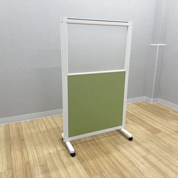 パーティション 自立式 上部アクリル キャスター付 半透明 グリーン