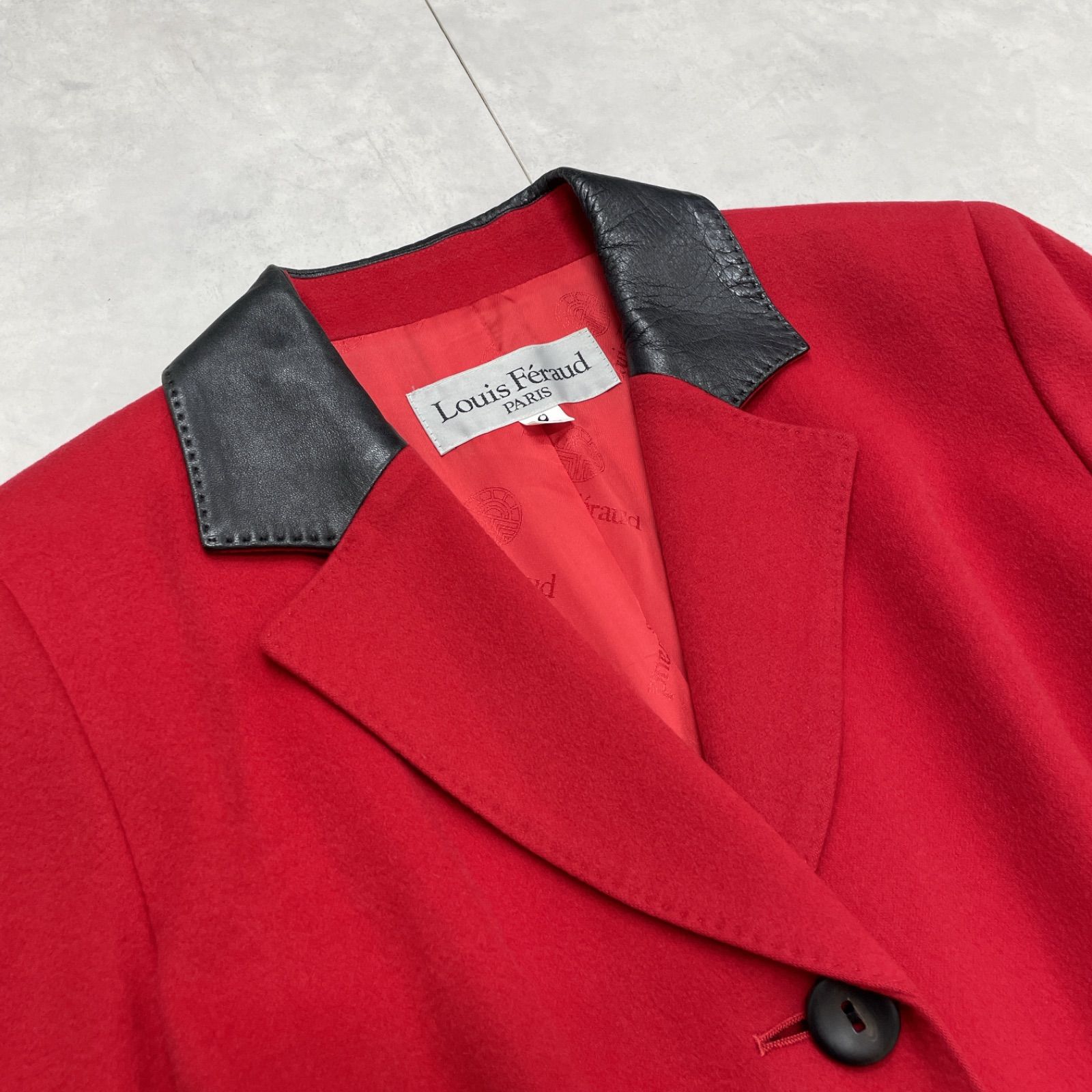 Louis Feraud ルイフェロー ロングコート カシミヤ100％ レザー 羊革