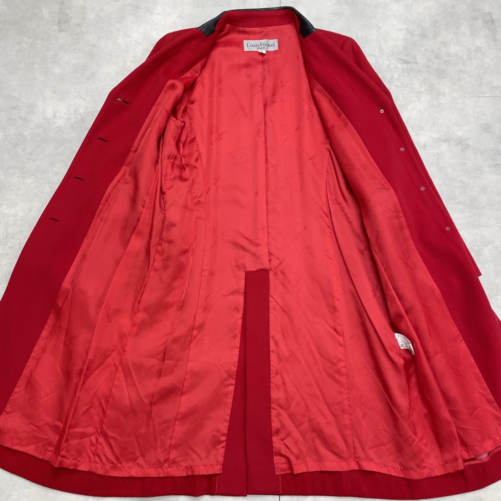 Louis Feraud ルイフェロー ロングコート カシミヤ100％ レザー 羊革