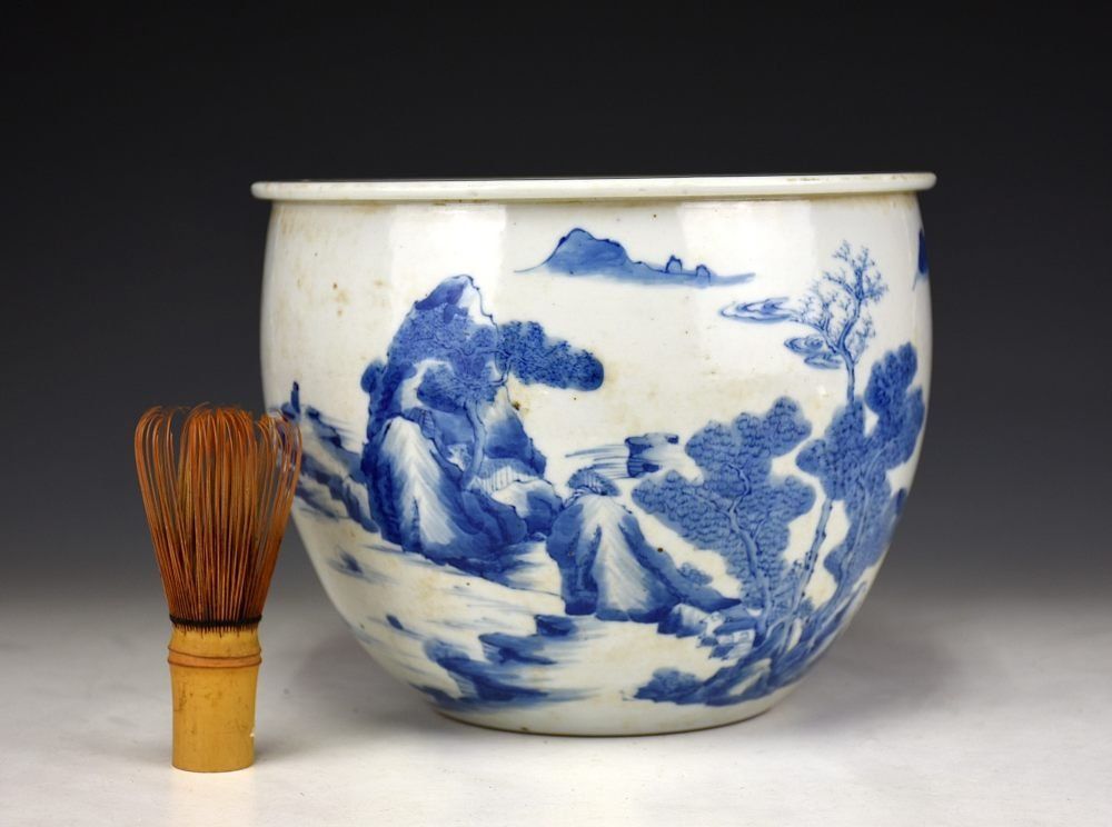 ♦中国古美術品 古陶磁 清時代 染付 山水図鉢 碗 古玩 レア物 骨董品 蔵A5699】中国古美術 康熙染付山水図水鉢 清朝期 - メルカリ