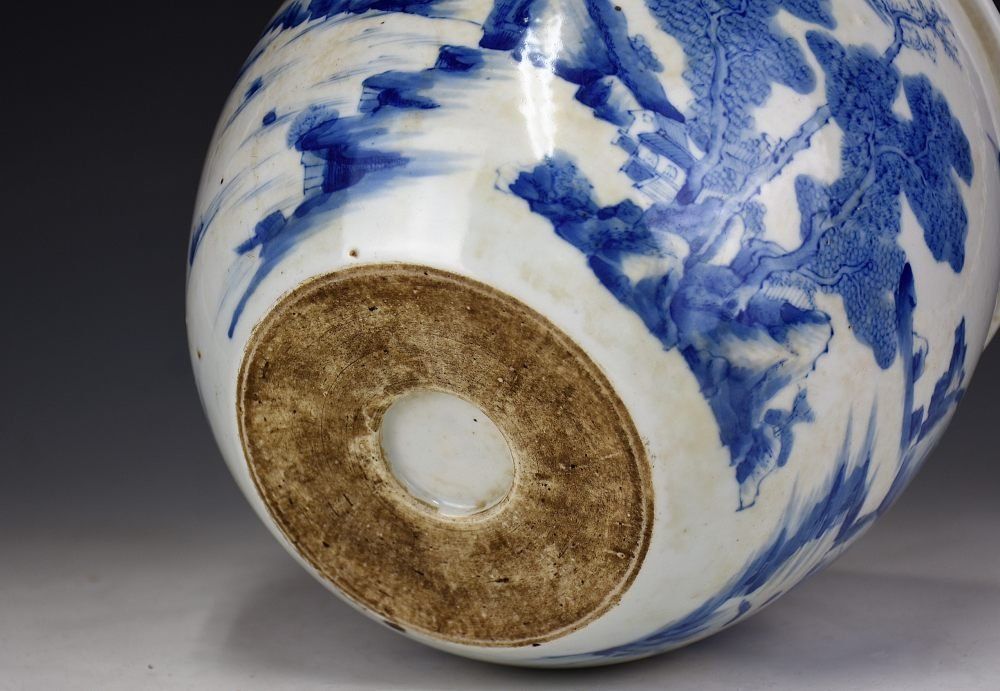 蔵A5699】中国古美術 康熙染付山水図水鉢 清朝期 - メルカリ