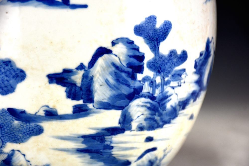 蔵A5699】中国古美術 康熙染付山水図水鉢 清朝期 - メルカリ