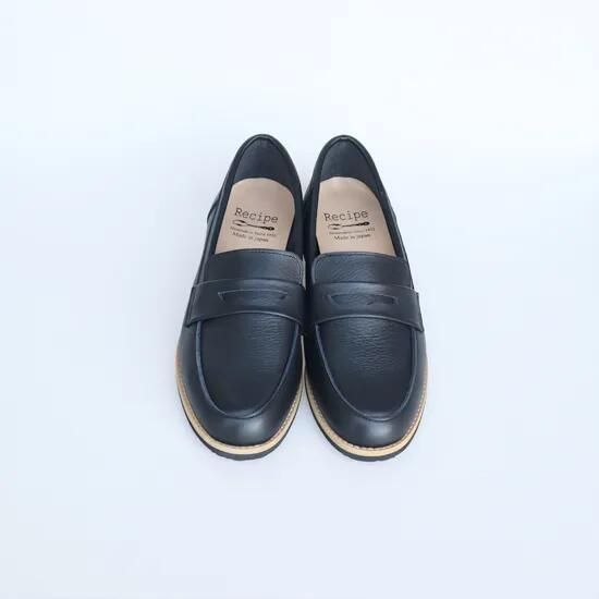 種類12：エナメルブラック/24.5cm Recipe レシピ 軽量コインローファー