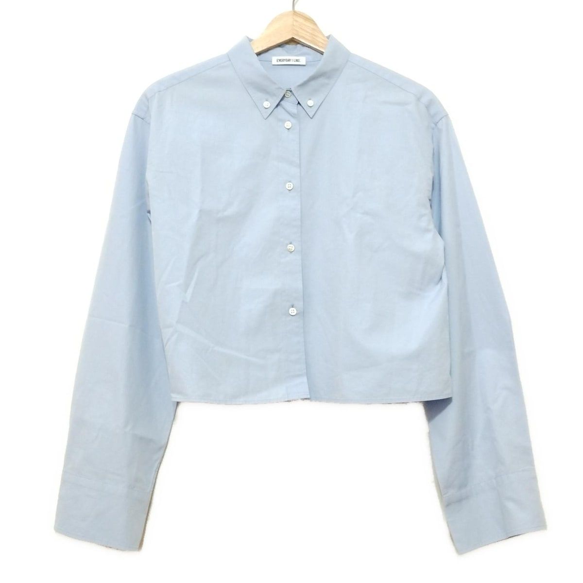 EVERYDAY I LIKE エブリデイアイライク 長袖シャツブラウス レディース ライトブルー ショート丈