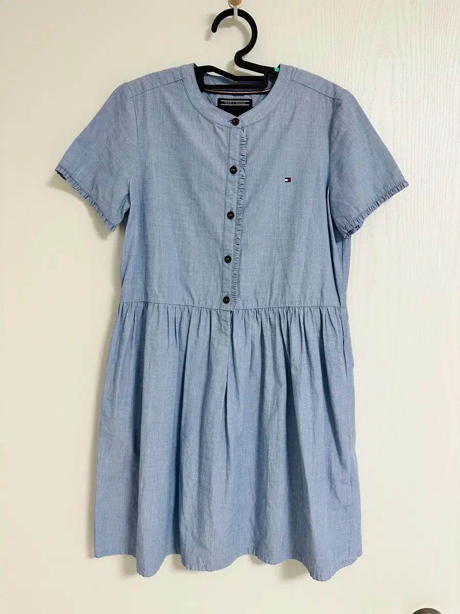 【得価，安い】 140) Tommy Hilfiger トミーヒルフィガー キッズ ジュニア 女の子 半袖 デニム ONE PIECE ワンピース