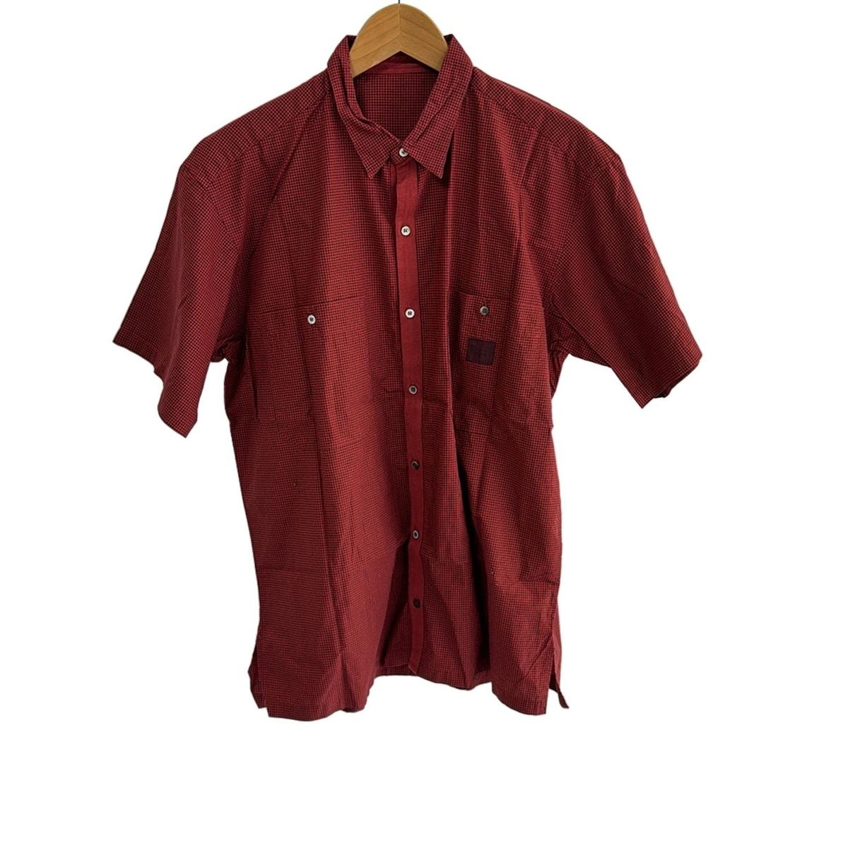 Papas パパス 半袖シャツ サイズM メンズ - レッド×ダークグレー