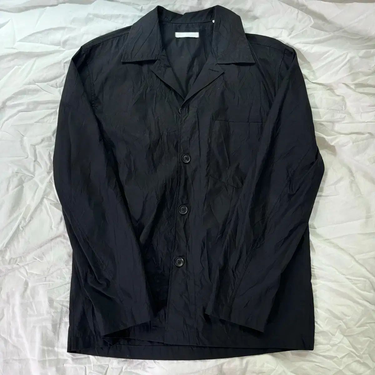 Lit リー ブラック オープン カラー シャツ ジャケット S