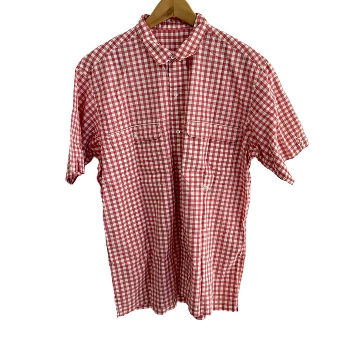 Papas パパス 半袖シャツ サイズM メンズ - ピンク×白 チェック柄