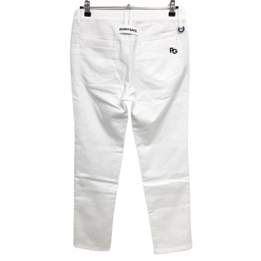 美品】パーリーゲイツ パンツ 白 ロゴ刺しゅう レディース 2(L) ゴルフ